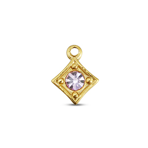 BY31&reg; Roestvrij stalen (RVS) Stainless steel bedels ruit Gold-light lilac