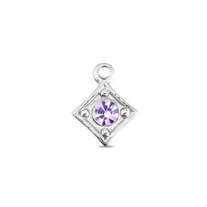 BY31&reg; Roestvrij stalen (RVS) Stainless steel bedels ruit Silver-light lilac