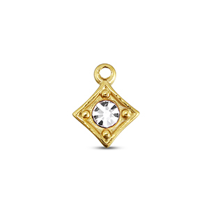 BY31&reg; Roestvrij stalen (RVS) Stainless steel bedels ruit Gold-crystal