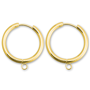 Roestvrij stalen (RVS) Stainless steel oorbellen creolen met oogje 23mm Gold