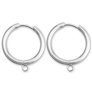 Roestvrij stalen (RVS) Stainless steel oorbellen creolen met oogje 19mm Silver