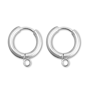Roestvrij stalen (RVS) Stainless steel oorbellen creolen met oogje 15mm Silver