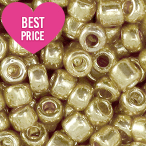Glaskralen Rocailles 6/0 (4mm) Metallic shine gold champagne