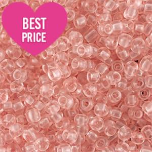 Glaskralen Rocailles 6/0 (4mm) Transparent light peach pink