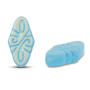 Czech kralen arabesque 19x9mm Light blue-frosted