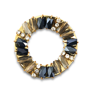 Top facet hangers rond Black-grey transparent-gold