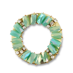 Top facet hangers rond Turquoise AB-ocean green AB-gold