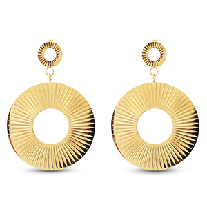 Roestvrij stalen (RVS) Stainless steel oorbellen / oorstekers rond Gold