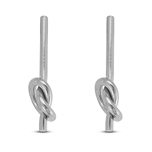 Roestvrij stalen (RVS) Stainless steel oorbellen / oorstekers knoop Silver