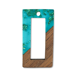 Houten hangers rechthoek Blue transparent-gold-brown