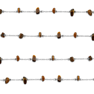Roestvrij stalen (RVS) Stainless steel onderdelen jasseron tijgeroog irregular Silver-golden brown