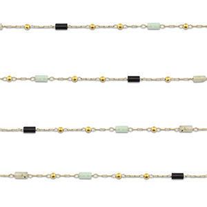 Roestvrij stalen (RVS) Stainless steel onderdelen jasseron mix van natuursteen tube Gold-black-grey