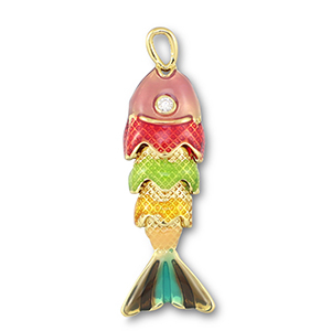 Bedels metaal vis Gold-multicolour