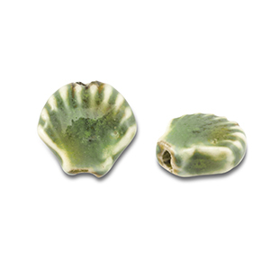 Kralen keramiek schelp Light green