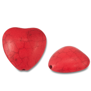 Kralen keramiek hart Red