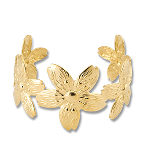 Roestvrij stalen (RVS) Stainless steel armbanden bangle bloem Gold