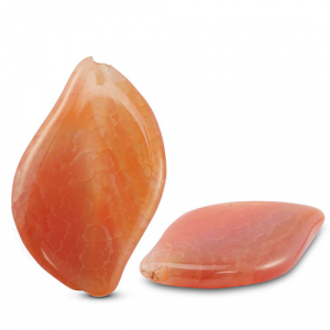 Natuursteen kralen agaat blad Coral peach/coral red-off white