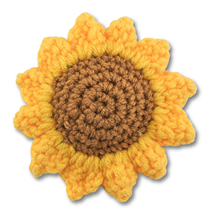 Gehaakte zonnebloem Yellow-brown
