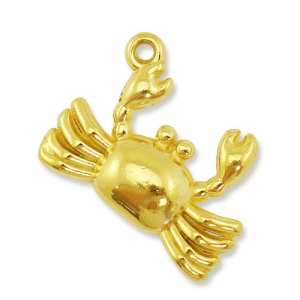 Roestvrij stalen (RVS) Stainless steel bedels krab Gold