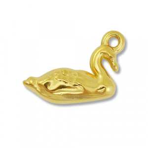 Roestvrij stalen (RVS) Stainless steel bedels zwaan Gold