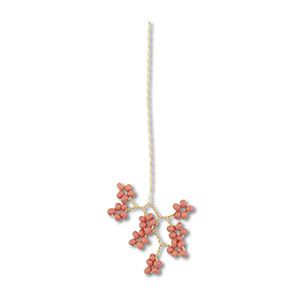 Hangers van glaskralen bloem Gold-mauve pink