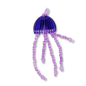 Hangers van glaskralen kwal Blue-purple-transparent purple lined AB