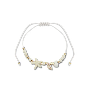 Trendy enkelbandjes mixed beads White-gold