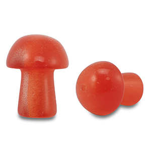 Natuursteen kralen glas paddenstoel Coral red