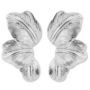 Trendy oorbellen blad Silver