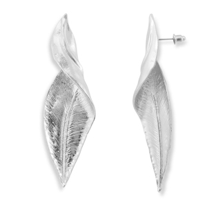 Trendy oorbellen blad Silver