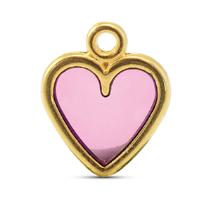 Bedels DQ metaal hart Pink-Goud (nikkelvrij)