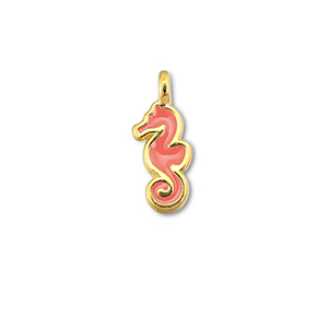 Bedels DQ metaal zeepaard Coral red-Goud (nikkelvrij)