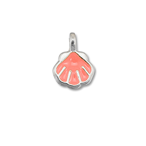 Bedels DQ metaal schelp Coral red-Antiek zilver (nikkelvrij)