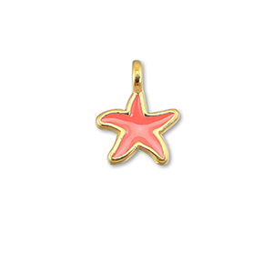 Bedels DQ metaal zeester Coral red-Goud (nikkelvrij)