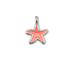 Bedels DQ metaal zeester Coral red-Antiek zilver (nikkelvrij)