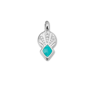 Bedels DQ metaal ruit Turquoise blue-Antiek zilver (nikkelvrij)
