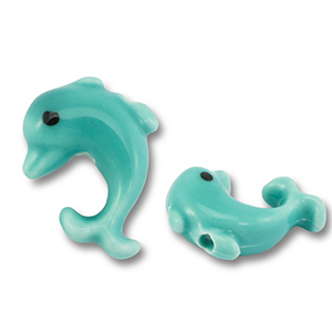Kralen keramiek dolfijn Turquoise