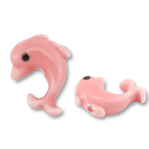 Kralen keramiek dolfijn Coral pink