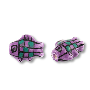 Kralen keramiek vis Purple-green-black