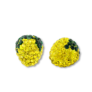 Acryl kralen met strass citroen Yellow-dark green