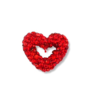 Acryl kralen met strass hart Red