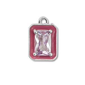 Brass TQ metaal bedels rechthoek Silver-purple