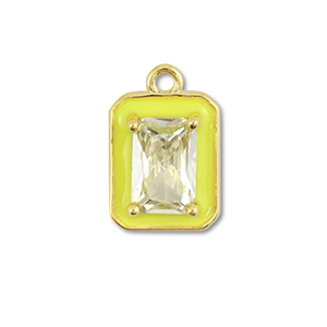 Brass TQ metaal bedels rechthoek Gold-neon yellow-light yellow