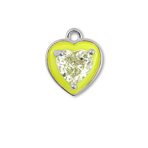Brass TQ metaal bedels hart Silver-neon yellow-light yellow