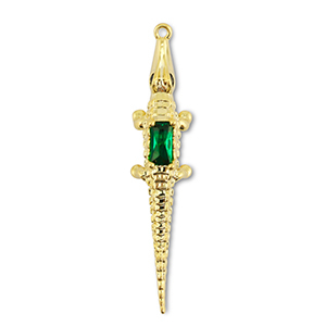 Brass TQ metaal bedels krokodil Gold-dark green