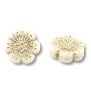 Acryl kralen bloem Off white-gold