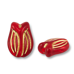 Acryl kralen tulp Red-gold