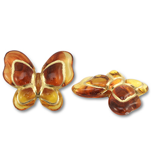 Acryl kralen vlinder Cognac brown-gold