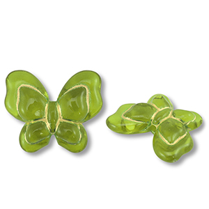 Acryl kralen vlinder Olive green-gold