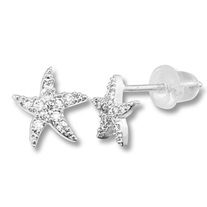 Brass TQ metaal oorbellen / oorstekers zeester Silver-transparent